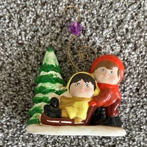 Holiday Ornament with Red and Yellow Accents